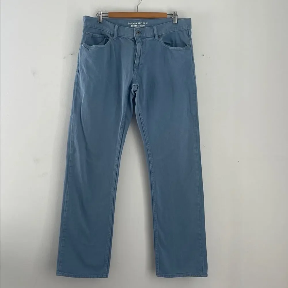 Banana Republic Vintage Straight stretch flat front blue denim jean pants 34x32